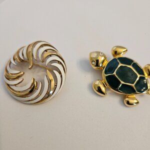 Vintage Trifari Brooch and  a Turtle Brooch